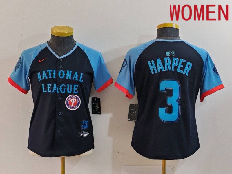 Women Philadelphia Phillies #3 Harper Blue All star 2024 Nike MLB Jersey style 6